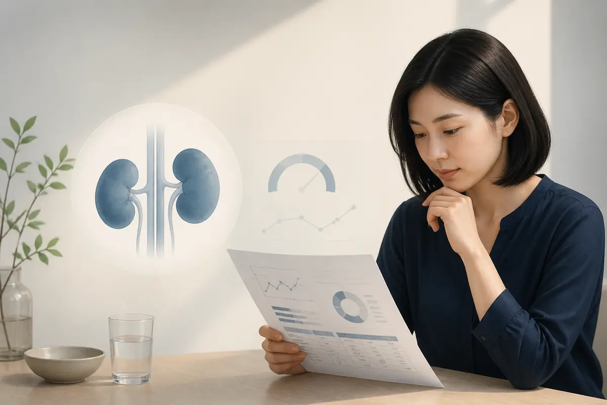健檢腎功能報告與 eGFR 數值示意