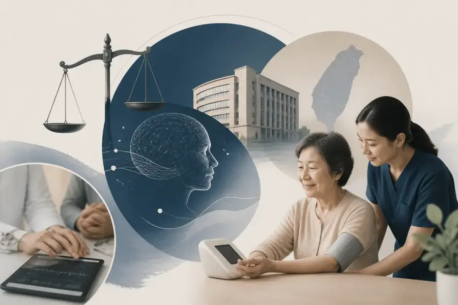 象徵 FDA 以執法裁量讓 AI 數位醫材未完整核准即進入 Medicare 慢性病照護的監理示意