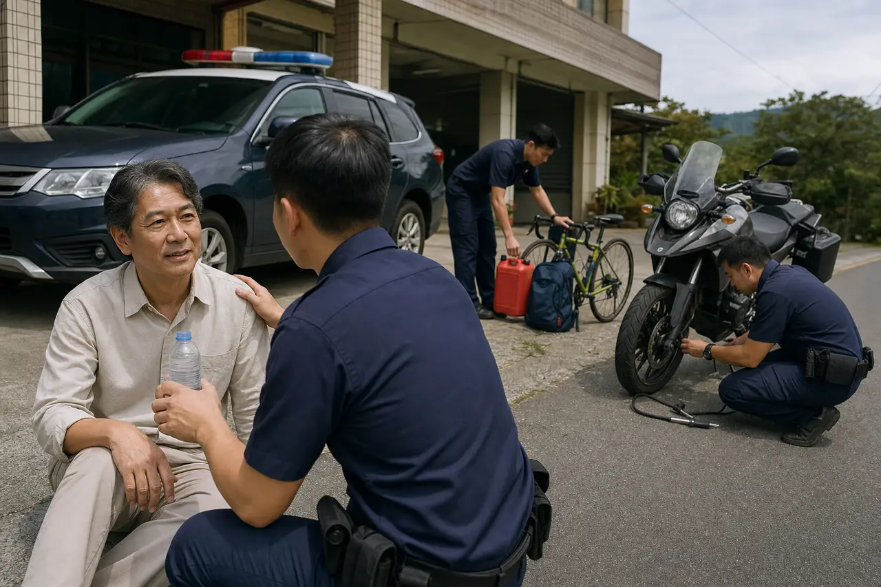夜間巡邏的警車示意圖