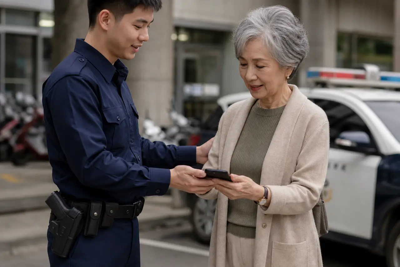 夜間巡邏的警車示意圖