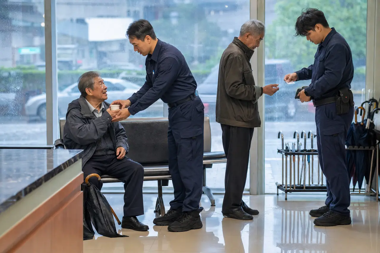 警員在街頭協助民眾示意圖