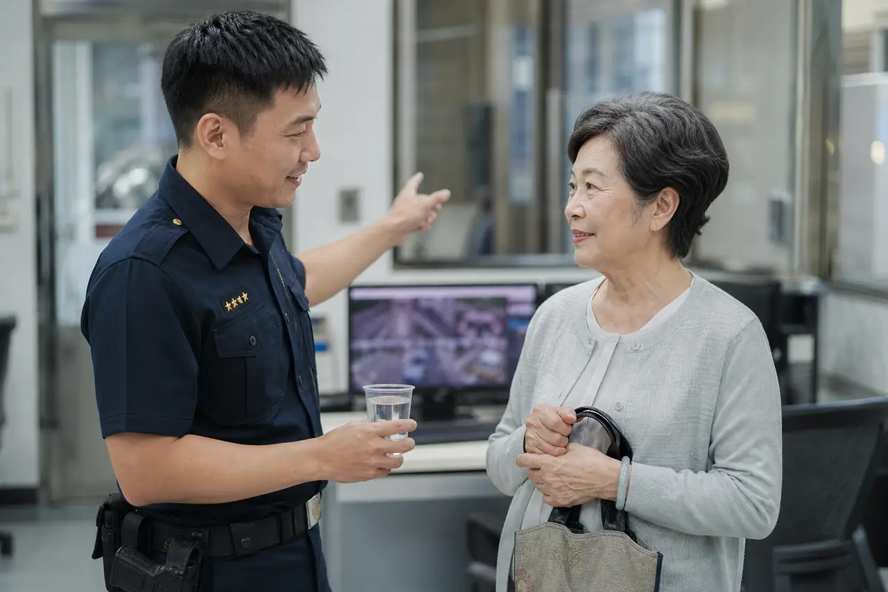 警員在街頭協助民眾示意圖