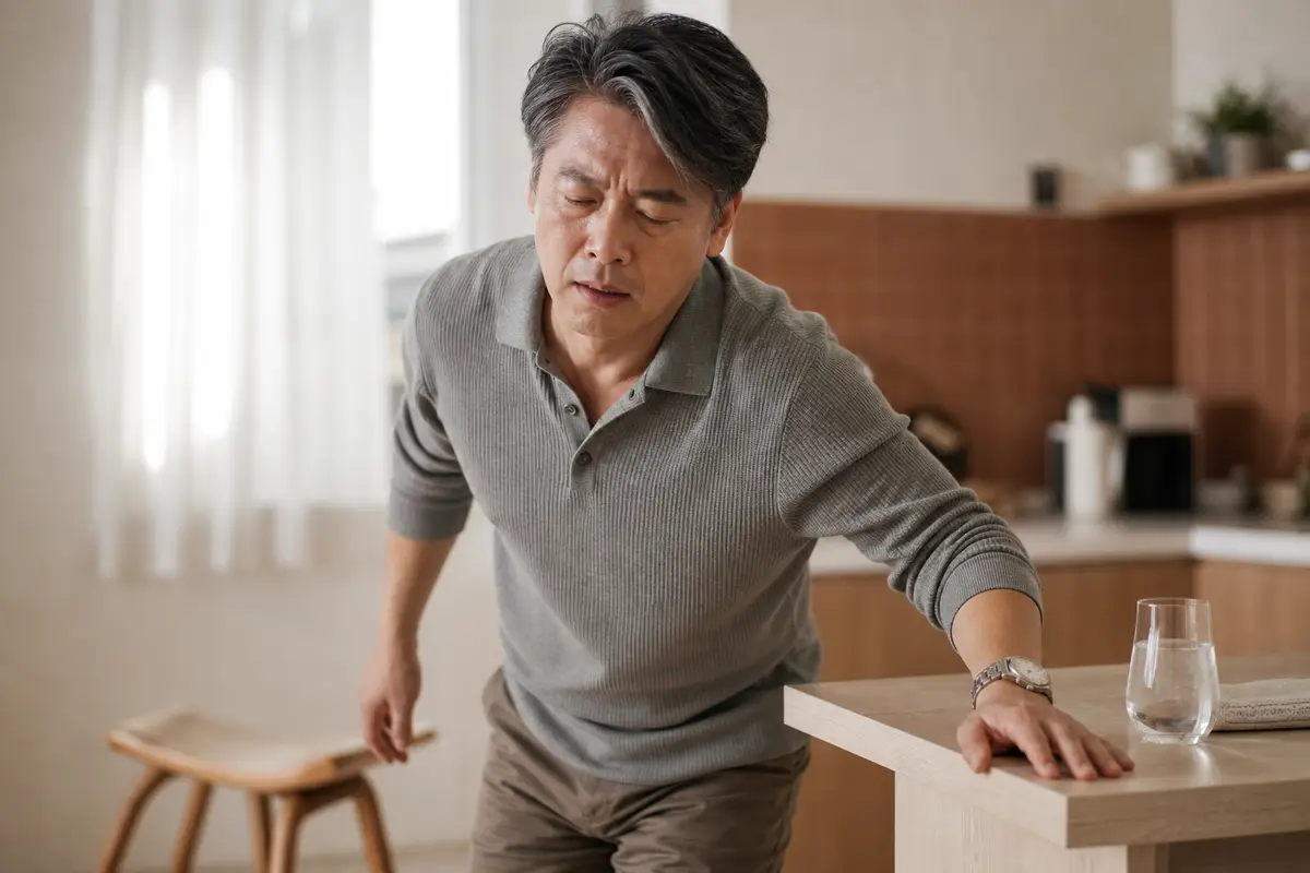 頭暈不適、需要坐下休息的示意圖