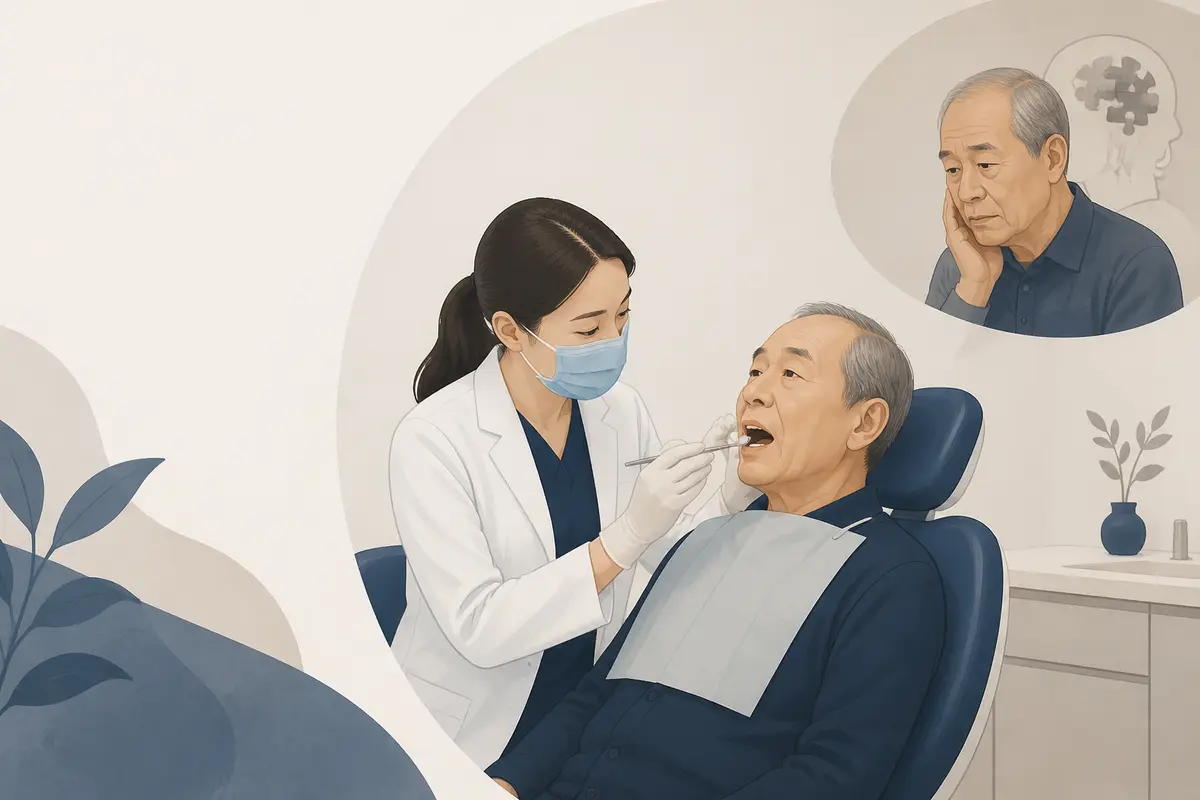 高齡長者口腔檢查與咀嚼功能評估的示意