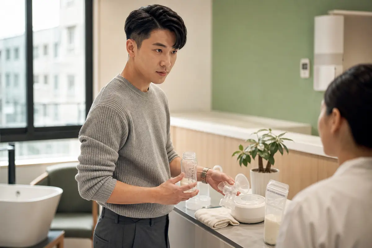 哺乳相關器材與育嬰空間示意，象徵世界母乳哺育週對支持系統的關注