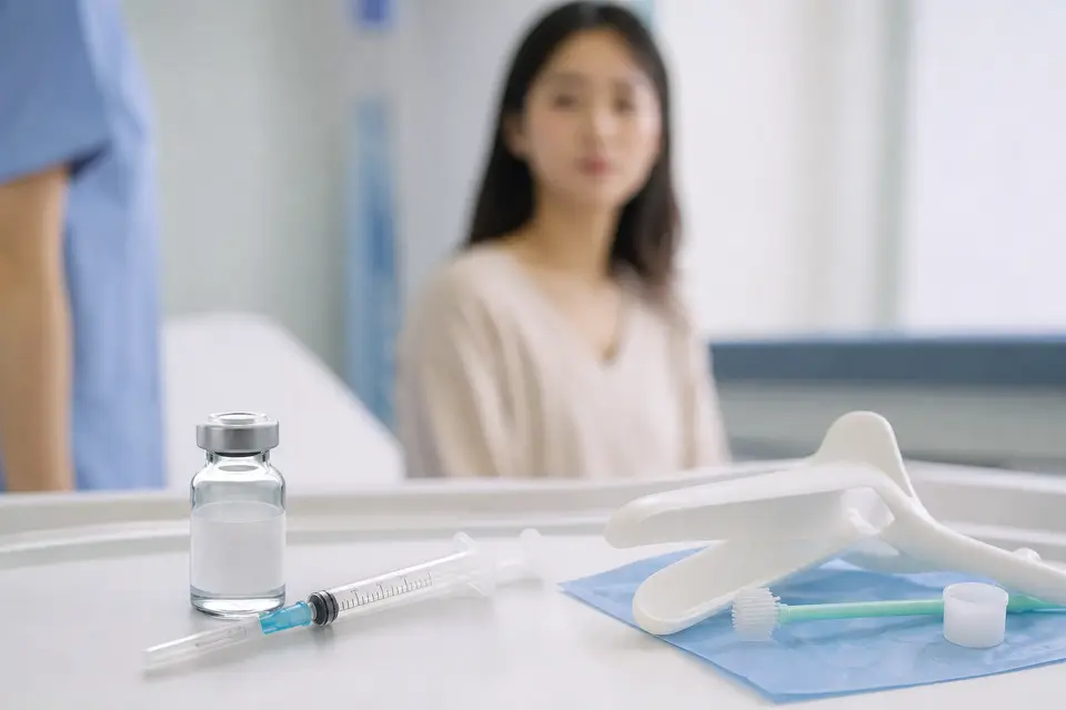 HPV 疫苗與子宮頸抹片檢查示意