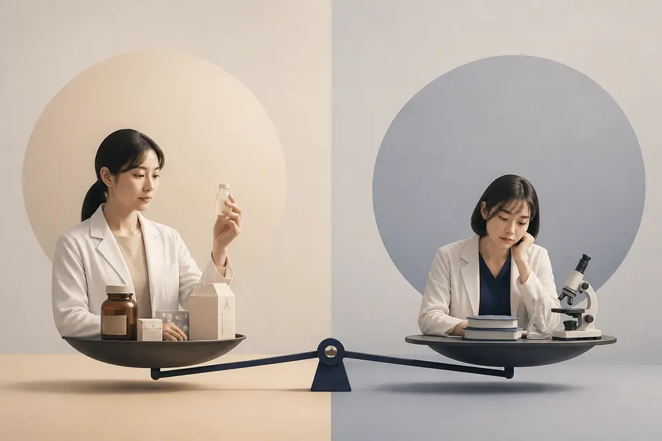 膠原研究資助偏誤：廠商資助研究有效、獨立研究無效的對比示意