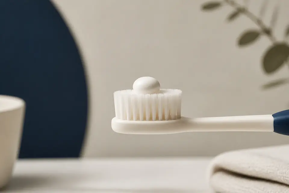 牙膏用量與氟中毒門檻的劑量對比示意