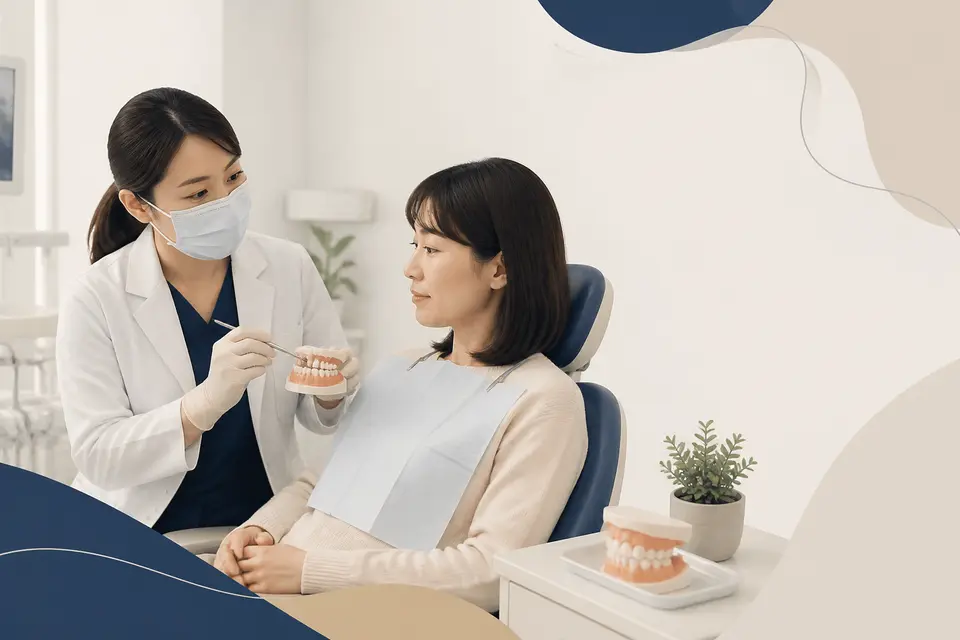 牙醫進行牙周檢查與衛教的示意，象徵健保牙周照護計畫