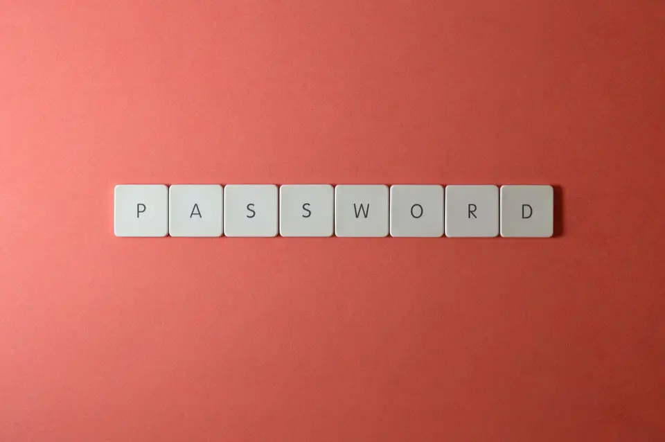 紅色背景上以白色字母排列出的PASSWORD字樣