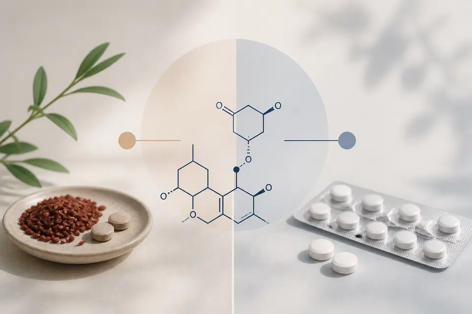 monacolin K 與 lovastatin 是同一成分、同機制的示意