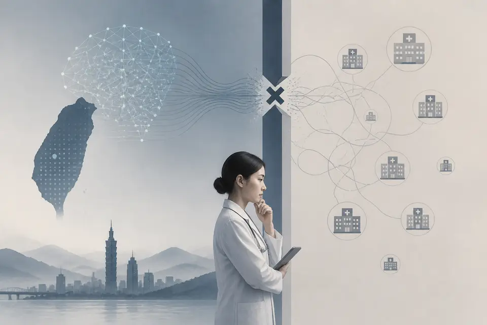 醫療 AI 系統無法與醫院病歷整合而失敗的示意